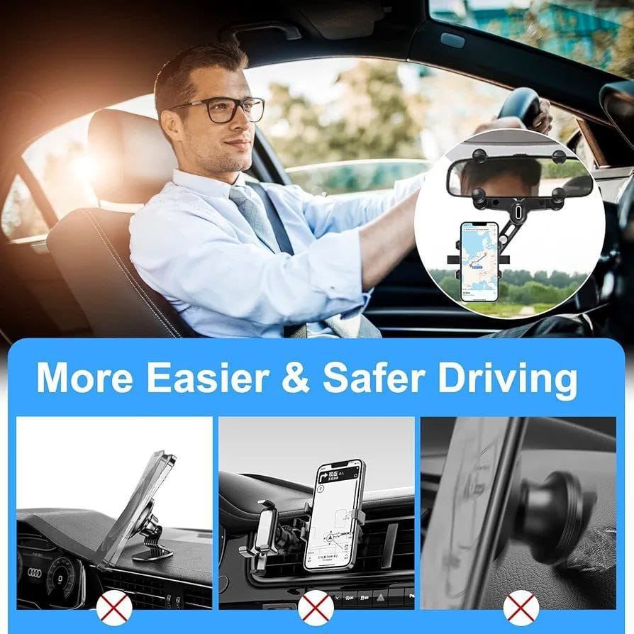 Upgraded Car Phone Mount – Universal Rotatable Rear View Mirror Holder
