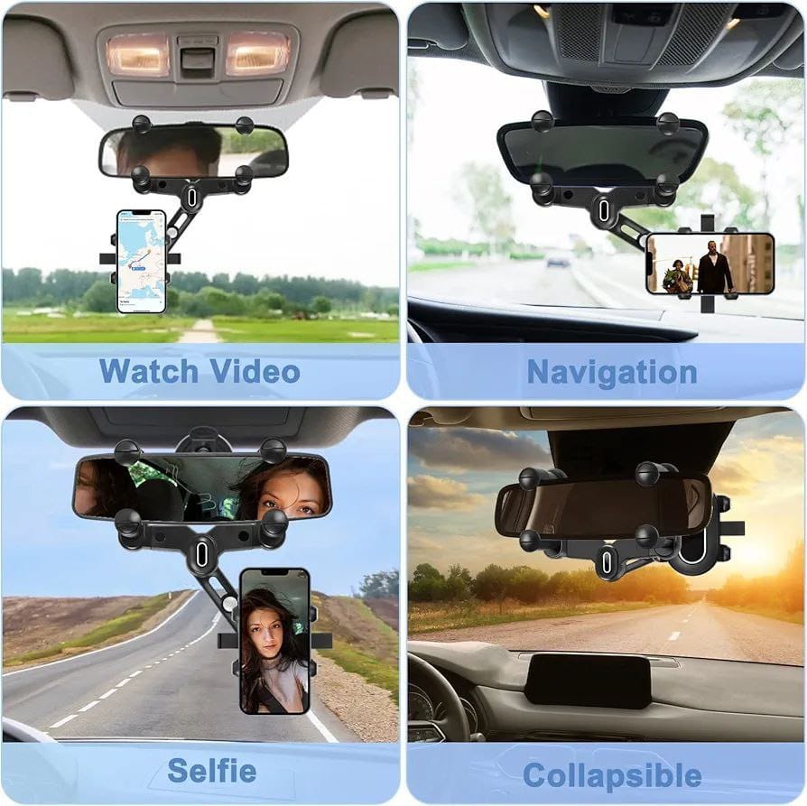 Upgraded Car Phone Mount – Universal Rotatable Rear View Mirror Holder