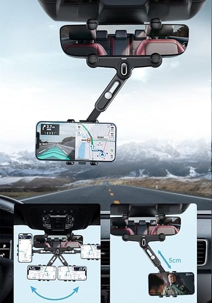 Upgraded Car Phone Mount – Universal Rotatable Rear View Mirror Holder