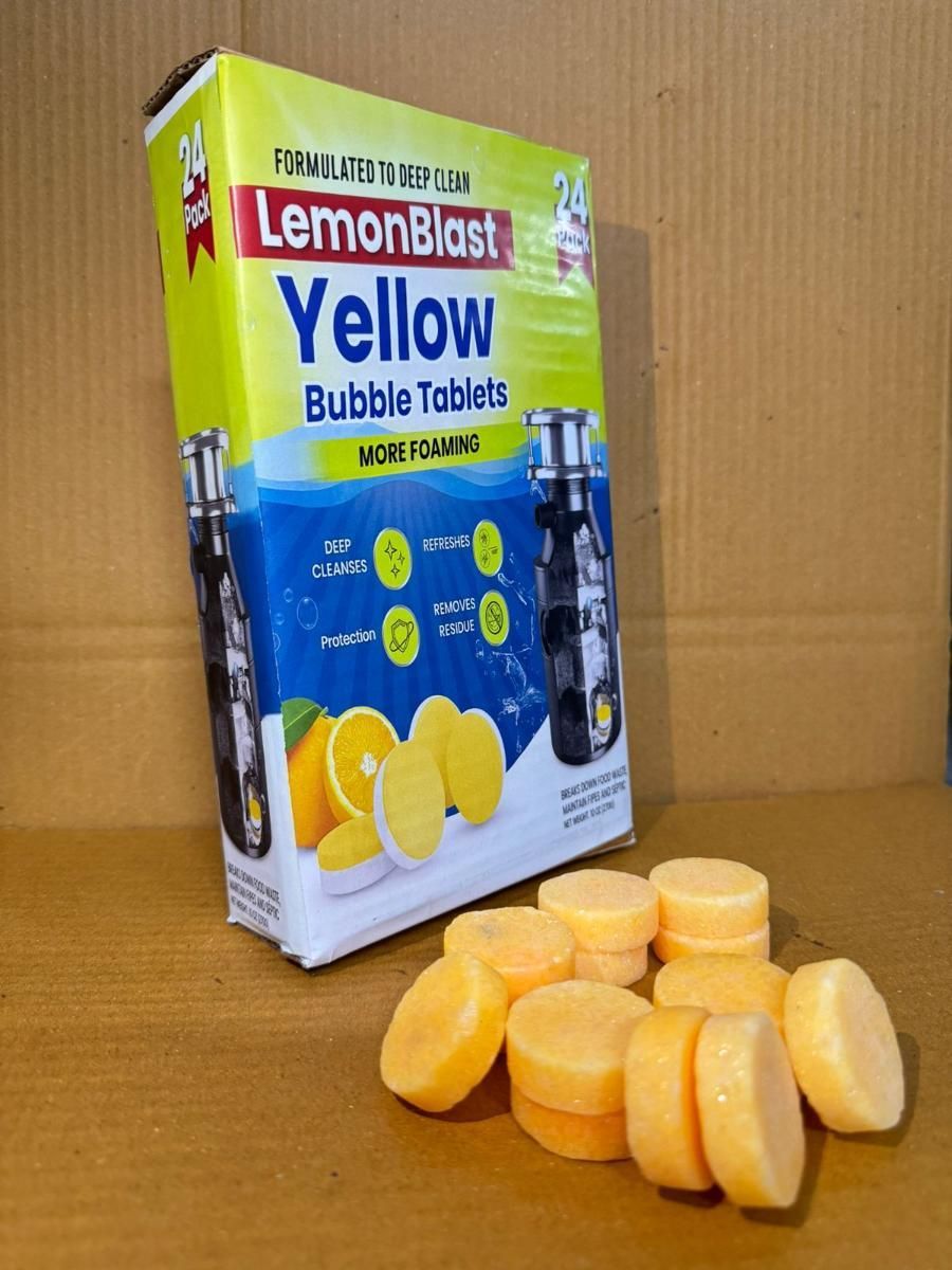LemonBlast Yellow Bubble Tablets (Pack of 24) – Effervescent Cleaning Power