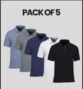 Pack of 5 Men’s Classic Polo T-Shirts – Solid Colors Combo Set